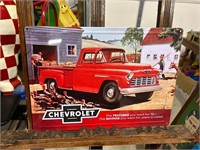 Chevrolet Old Truck Farm Scene Metal Sign