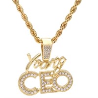 Young CEO Pendant Iced Cubic-Zirconia 24" Rope Ch
