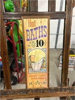 Wooden Hot Baths 10 Cents Sign