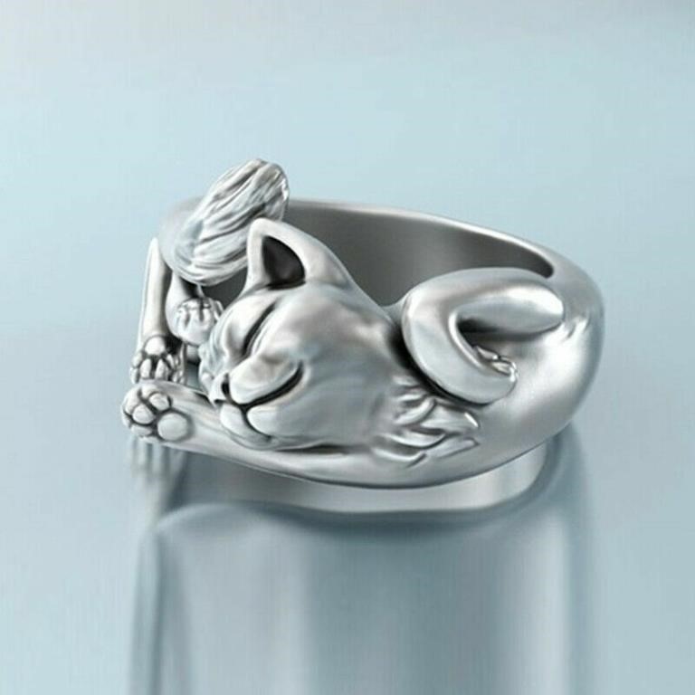 Cat Shaped Silver Plated Ring