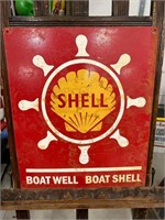 SHELL Outboard Gas Rusty Metal Sign