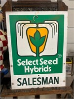 Vintage Double Sided Metal Seed Dealer Sign