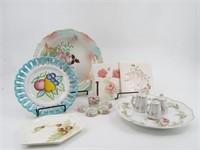Vintage Antique Mini Tea Set Porcelain Plates Flor