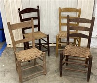 4 Misc Vintage Cane Bottom Chairs