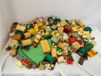 Vintage Wooden Thread Spools & Some Random Toys