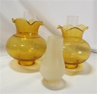 Amber Lamp Shades with Skinny Chimney Inside &