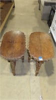 2 scalloped edge side tables