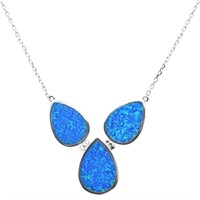 Sterling Silver Blue Opal Creation Necklace