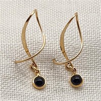 10K Gold Twist Earrings Onyx