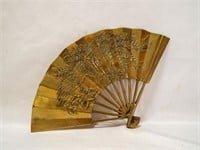 Tiawan Solid Brass Oriental Style Hand Fan Raised