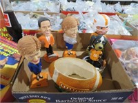 COLL OF FOOTBALL BOBBLE HEADS & CANDY DISH