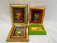 Small Framed Floral Print - (3) Small Paintings on