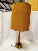 32" Tall Vintage Lamp Burlap Looking Shade