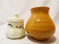 Art Pottery Spun Vase (Writing on Side) Milk Glass