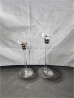 Glass with Metal Candle Holders