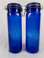 Cobalt Blue Glass Storage Jars (2)