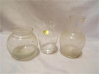 (3) Clear Glass Vases