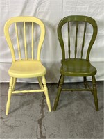 Yellow and Green Wooden Chairs