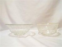 Etched Glass White Grapes Serving Bowl & Clear