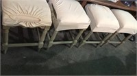 4 Sturdy Wooden stools with upholstered seat