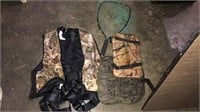 Hunters safety system climbing vest, fishing net,