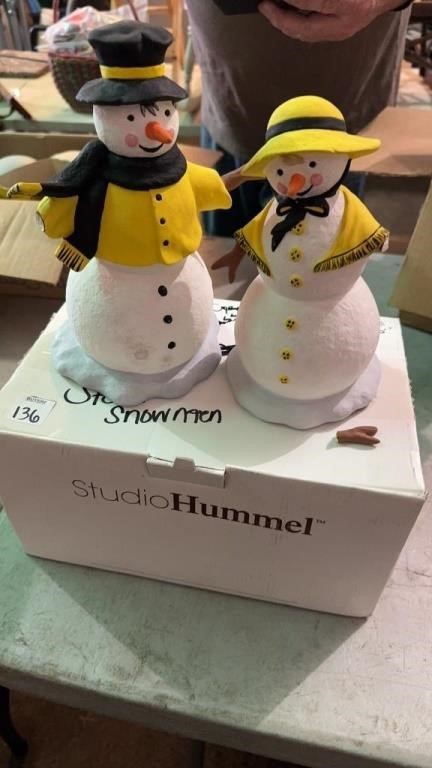 Two decorative snowman studio Hummel tree