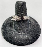 Sterling Bali Made Garnet Dragon Ring 3 Gr Size 7