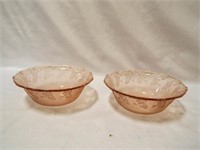 Pink Glass with Grape Design (2) Bowls
