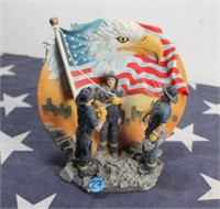 Ceramic Fireman Figurines- Fireman Patriotic