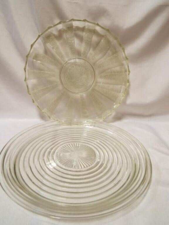 (2) Round Glass Serving Trays