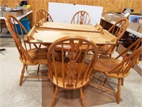Oak Table & 6 Chairs with 2 Leaf Inserts