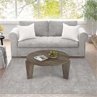 Grey Round Coffee Table Modern End Table Wood