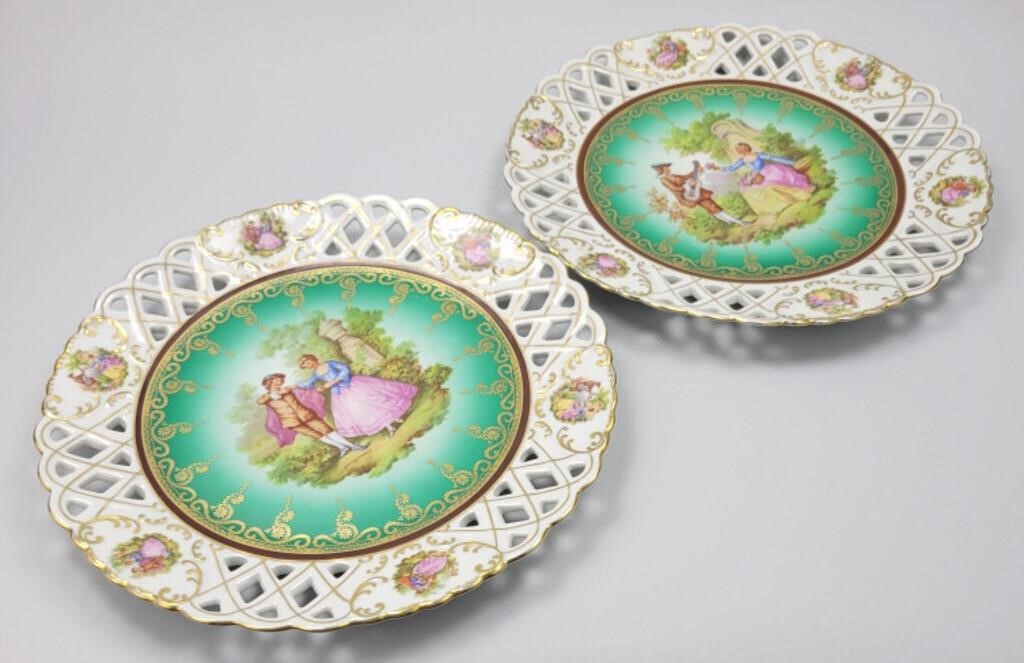 2 Dresden Porcelain Chargers.