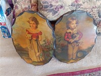 Vtg Oval Wood Pictures