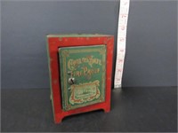 VERY OLD TIN SHIP CHILD'S TOY SAFE