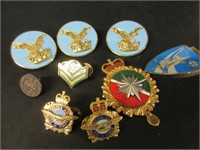 OLD MILITARY ETC. PINS-BUTTONS-MEDALLION-BADGES
