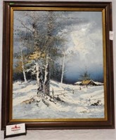 SIGNED O/C WINTER SCENE 29x25