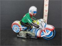 TIN WINDUP MORTORCYCLE TOY 1960'S STYLE WITH RIDER