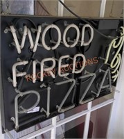 Neon wood fire pizza sign works