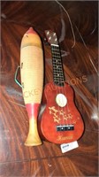 ukulele and fish style guiro no stick