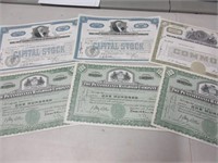 6 OLD RAILROAD STOCK CERTIFACATES