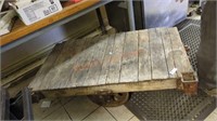 vintage industrial wooden flat cart