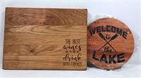 New Cutting Board & Hanging Wooden “Lake” Sign