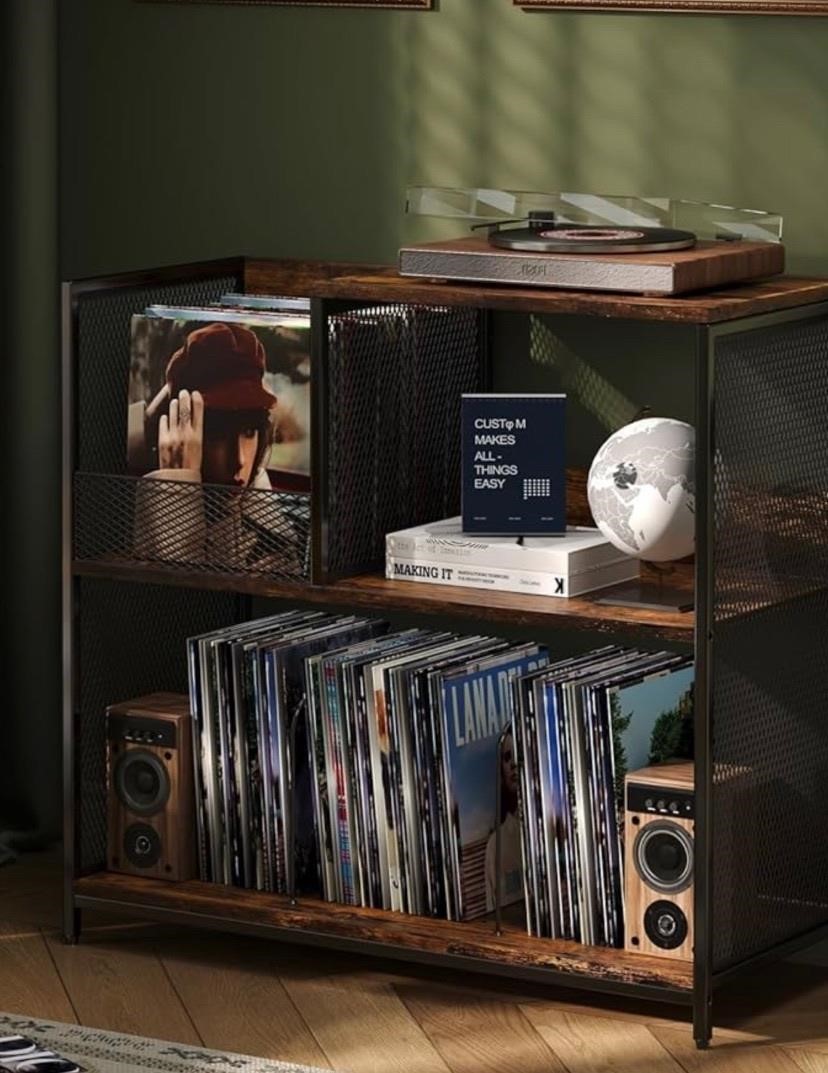 $110 3 tier record player stand holds 300 albums