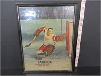 VINTAGE FRAMED UNDER GLASS TERRY SAWCHUK PICTURE