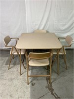Metal Folding Card Table with 4 Folding Chairs