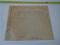 CPR FREIGHT BILL, 1915