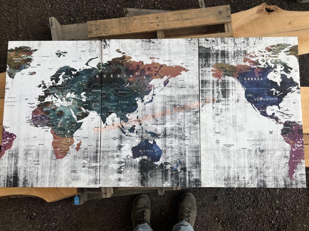 Printed Canvas World Map Pictures