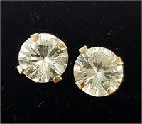 14K Gold White Sapphire Earrings