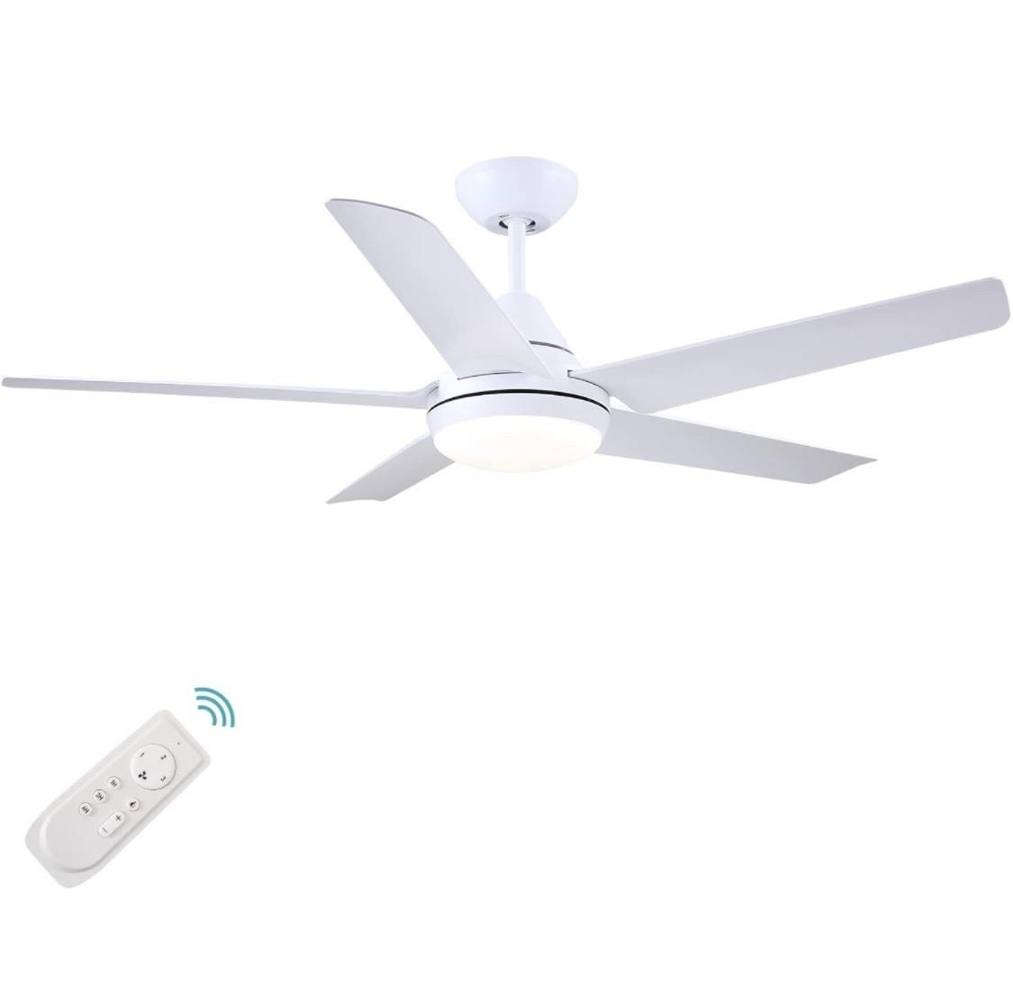 $100 YUHAO 48 inch White Ceiling Fan with Light